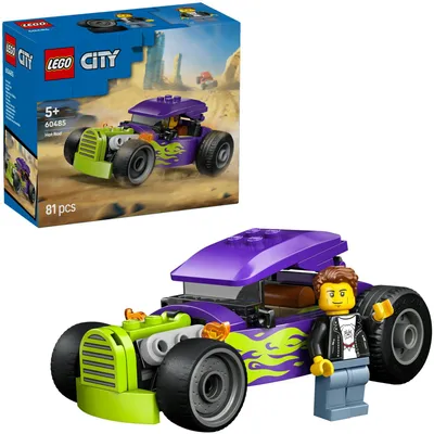 Produktbild von LEGO City Hot Rod - Rennwagen Modellauto Spielzeug mit Fahrer Minifigur, aufklappbarem Dach - Set für Feinmotorik - Geburtstagsgeschenk für Jungen ab 5 Jahren - 60485