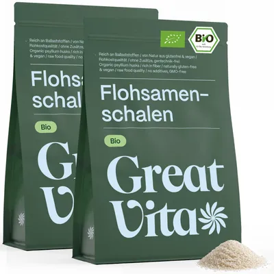 Produktbild von GreatVita Flohsamenschalen 2x 500g | 1000g aus biologischem Anbau