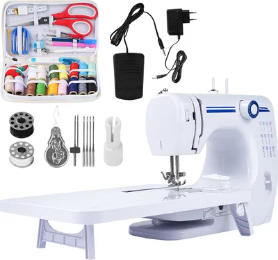 Image de 608A Mini-machine à coudre électrique avec 12 points, table d'extension et kit de couture - prise UE.