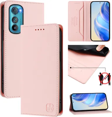 Produktbild von Lederhülle für Motorola Edge 30 Hülle Flip Brieftasche Kartenfächern Ständer Schutzhülle Pink