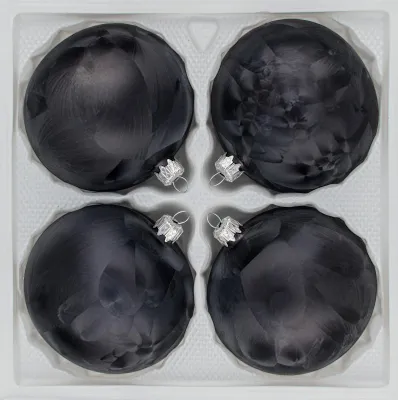 Produktbild von 4 tlg. Glas-Weihnachtskugeln Set 10cm Ø in "Ice Schwarz" Eislack