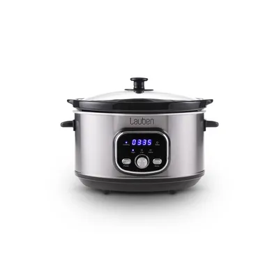 A slow cooker on a white background.
