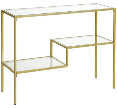 Immagine prodotto di Consolle 3 Ripiani 100x32x76 cm in Acciaio e Vetro Oro