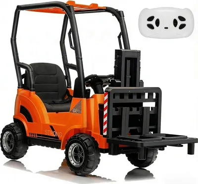 Produktbild von Kinder Elektroauto - Gabelstapler - 12V - Fernbedienung - Verstellbare Gabel - Palette - Zelt - 4 Räder - Orange