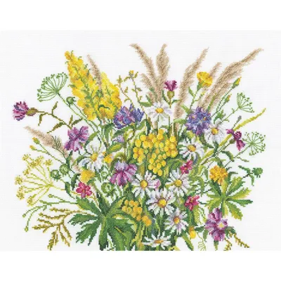 Immagine prodotto di Kit per punto croce "Fleurs sauvages" (fiori selvatici), modello numerato, 40x32 cm
