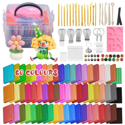 Immagine prodotto di Set di pasta polimerica, 60 colori, non tossica, non appiccicosa, ideale per progetti creativi