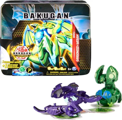 Produktbild von Bakugan 'Legends' 2023 Baku-Tin, hochwertige Metall-Aufbewahrungsbox mit exklusivem Fusions Gargonoid x Webam und einem weiteren Überraschungs-Ball, für Kinder ab 6 Jahren, Wurfkreisel, 6 Jahr(e)