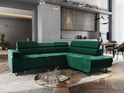 Produktbild von FURMEB24 ECKSOFA CAPRI mit schlaffunktion rechts 249x184 cm  GRN