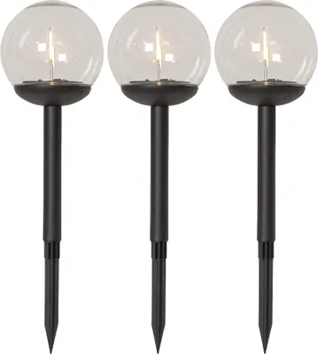 Image de Lampe de chemin solaire à LED 'Globe', set de 3, blanc/noir