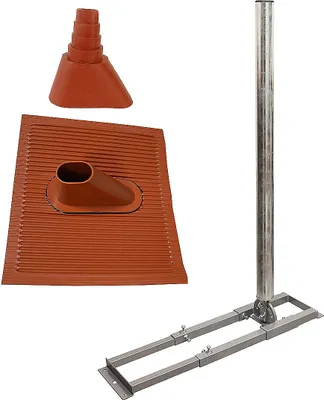 Produktbild von SkyRevolt Dachsparrenhalter 1m SAT Mast 60mm Stahl ALU-Ziegel Tülle rot