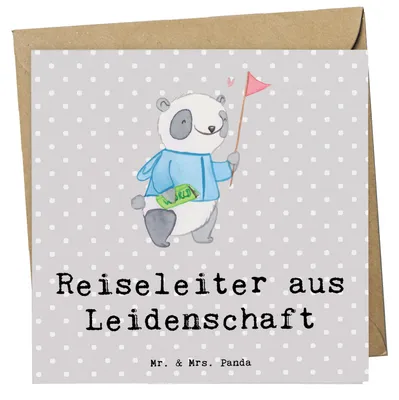 Produktbild von Mr. & Mrs. Panda Grußkarte Reiseleiter Leidenschaft - Grau Pastell - Geschenk, Klappkarte, Glückwunschkarte, anlasskarte, faltkarte, Jubiläum, doppelkarte