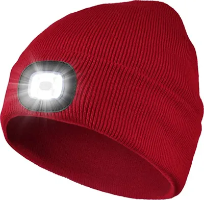 Produktbild von LED Mütze mit Licht, Beleuchtete Mütze Aufladbar USB für Männer und Frauen, Einstellbare Helligkeit Stirnlampe Winter Beanie Mütze mit Licht, Uni Winter Wärmer Strickmütze mit Licht