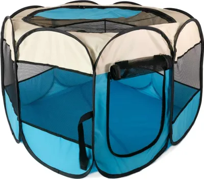 Immagine prodotto di Intirilife box per animali 77 x 58 cm in tessuto Oxford blu - Pieghevole con borsa di trasporto Cani Gatti Cuccioli Stabile
