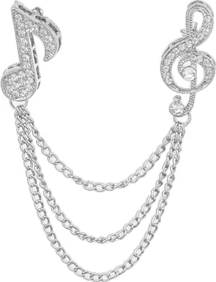 Produktbild von Uni Strass Musiknote Kette Quaste Brosche Pin Revers Abzeichen Schal Schmuck-Silber