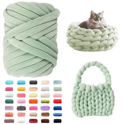 Immagine prodotto di Lana per uncinetto, 500g/16m, verde smeraldo, filato tubolare, ideale per coperte e borse
