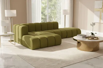 Produktbild von Kaiser Möbel Ecksofa L-Form mit Hocker, Grand Mini, Stoff Salvador, Olive, Links