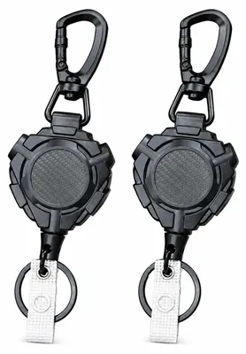 2er-Set einziehbare Schlüsselanhänger mit Karabiner, 80 cm