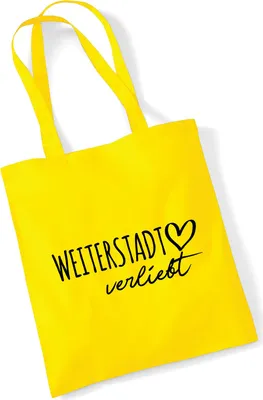 Produktbild von Huuraa Jutebeutel Weiterstadt verliebt 10 Liter Yellow Baumwolle Tasche Geschenkidee