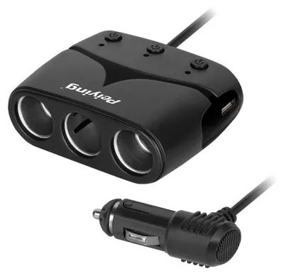 Zdjęcie produktu dla Peiying PY-CHR0012-1 Rozgałęźnik gniazda zapalniczki 3 x 12/24 V + 2 x USB 3100 mA