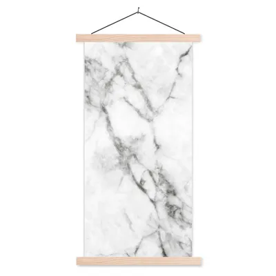 Produktbild von MuchoWow® Textilposter Marmor - Luxus - Weiß 40x80 cm mit holzfarbenen Rahmen - Wohnzimmer