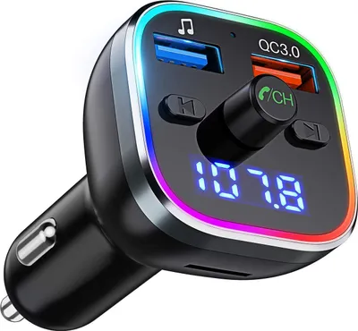 Image de Transmetteur Bluetooth Qc3.0 pour voiture Chargeur Radio Audio Adaptateur Noir