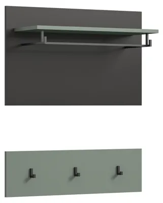 Immagine prodotto di Appendiabiti da parete Canu 3 ganci verde polvere, grigio scuro.