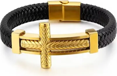 Produktbild von Big Cross Armband - Schwarz/Golden für Herren KP32506