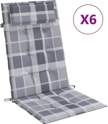 Produktbild von Hochlehner-Auflagen 6 Stk. Grau Karomuster Oxford-Gewebe