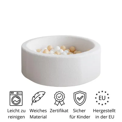 Produktbild von Monio for Kids - Bällebad Boucle Weiß 30x90 + 200 Bälle