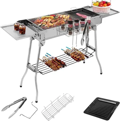 Immagine prodotto di Griglia a carbonella, struttura in acciaio inox, portatile per il campeggio