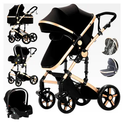 Produktbild von 3 in 1 Kombikinderwagen Reisesystem für Neugeborene, faltbarer Standardkinderwagen