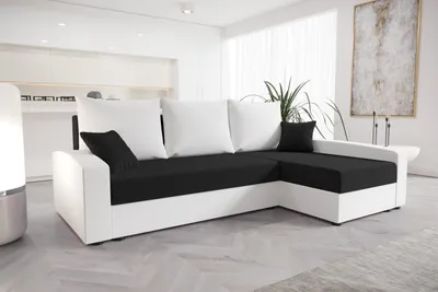 Produktbild von Roe Furniture | Sofa - Ecksofa 231 cm - CHIEVO - Schwarz und Weiß - L-Form - Schlafsofa mit Stauraum - Modernes Design - Sofabett - Couch