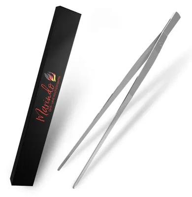 Image de Marindo Grillpinzette | Pince de cuisine | Pince pour la cuisine | Longueur : 30 cm | Acier inoxydable | Lavable au lave-vaisselle | Forme droite | Pince à viande | Pince pour grill
