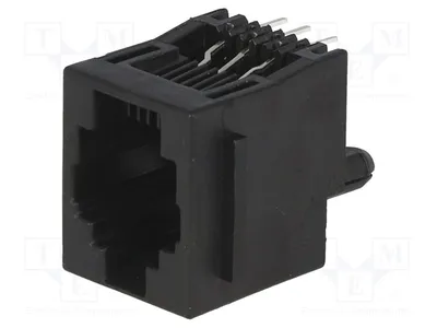 Productafbeelding van 1x RJ12-connector, 6-polig, 6 contacten, met paneelvergrendeling, doorgaande montage (THT), artikelnummer 5520258-3, RJ-connector