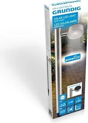 Zdjęcie produktu dla Solarna lampa ogrodowa LED Grundig, światło prześmiewcze, stal nierdzewna LxHxW 8,6x65x16cm
