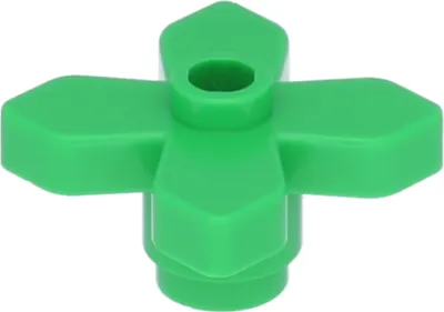 A single green LEGO piece is shown against a white background.