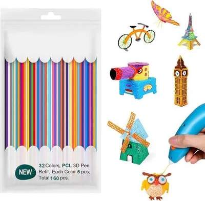 Obrázek produktu pro Filament pro 3D tisk 2,5 mm – 160 kusů – 32 barev – tiskový filament – vhodný pro začátečníky v 3D tisku