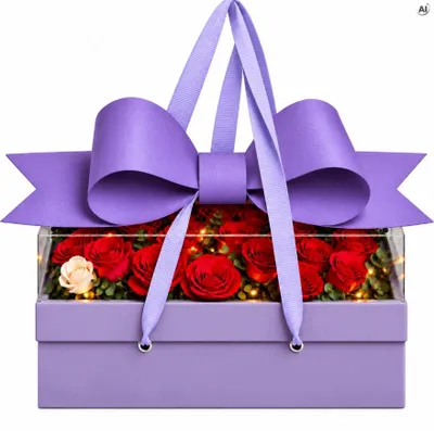 Produktbild von Große Geschenkbox mit Schleife in Lila – Elegante Geschenkverpackung für Präsente