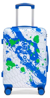 Produktbild von Kabinenkoffer 20 Zoll mit multidirektionalen Rollen und Vorhängeschloss, aufgedrucktem Muster, PC-Material, Blau