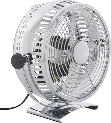 Zdjęcie produktu dla BELIANI Wentylator biurkowy srebrny metalowy żelazny przenośny 24 cm do prądu wiatrak na stolik