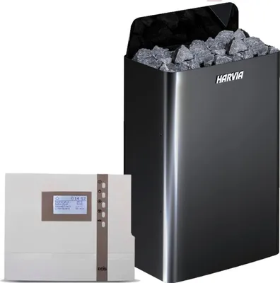 Immagine prodotto di Set Stufe per sauna Harvia The Wall 9,0 kW Black Set con EOS ECON ECON D4