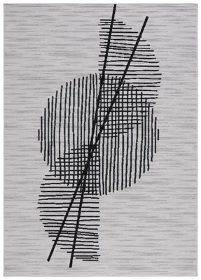 Moderner Kurzflor-Teppich, Grau/Schwarz, 91x152 cm