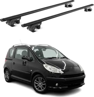 Image de Barres de toit transversales ABE pour Peugeot 1007 2005-2010 3 P Alu Noir 2x