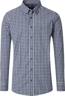 Produktbild von CASAMODA Herren Freizeithemd Langarm Button-Down Casual Blau kariert XL