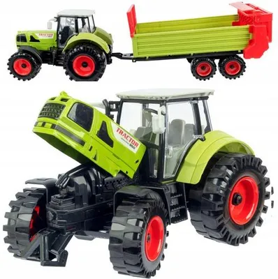 Produktbild von QULKI DIE-CAST Metall Traktor mit Anhänger, Friktionsantrieb, bewegliche Teile