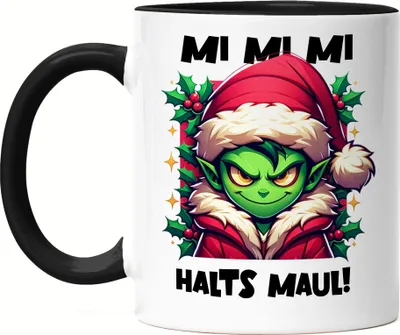 Produktbild von Mi Mi Mi Halts Maul Tasse schwarz Anti Weihnachten Ich hasse Weihnachten