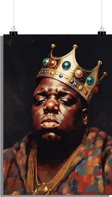 Zdjęcie produktu dla Plakat muzyczny - Plakat Biggie Smalls - Plakat Crown - 51x71cm - Idealny do oprawienia w ramkę