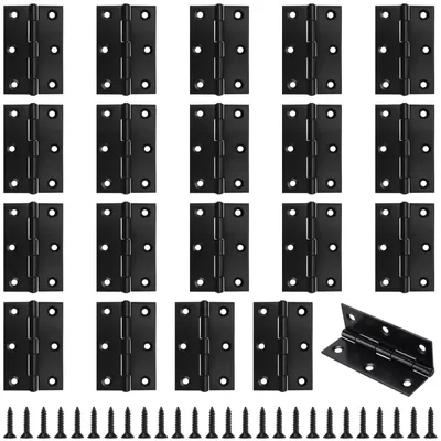 Produktbild von 20 schwarze Türscharniere - Mattenfinish, 75 mm, mit 120 Schrauben