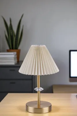 Produktbild von Opviq, Hochwertige Tischlampe (Elterncode) - Metall, Creme & Gold, 38 cm