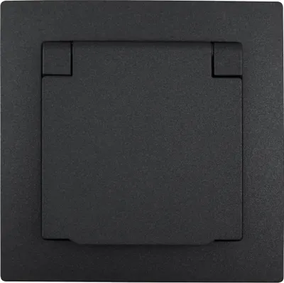 Produktbild von Schutzkontakt-Steckdose McPower "Flair", 250V/16A, UP, Klemmanschluss, Klappdeckel, IP44, anthrazit, matt